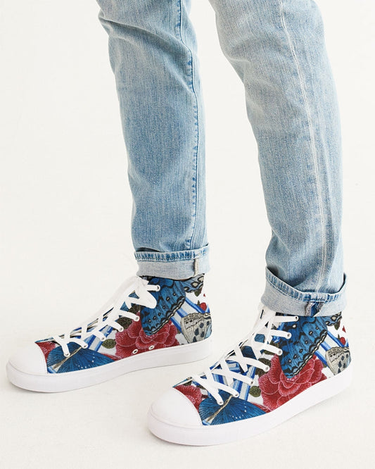 Butterflies and Roses Men's Hightop Canvas Shoe